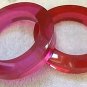 (2) VTG NOS Lucite Acrylic Bangles Bracelets Fuchsia & Cranberry Estee Lauder