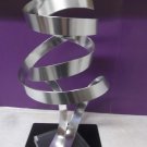 Vintage Tall Modern Kinetic Abstract Signed Dan Murphy Sculpture Ribbon Metal Lucite 2853