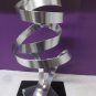 Vintage Tall Modern Kinetic Abstract Signed Dan Murphy Sculpture Ribbon Metal Lucite 2853