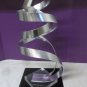 Vintage Tall Modern Kinetic Abstract Signed Dan Murphy Sculpture Ribbon Metal Lucite 2853
