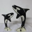 2 Vintage Abraham Palatnik Pal Acrylic Lucite Orca Whale Sculptures 2449 2603