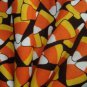 Mini Moda Happy H"owl"o-ween Candy Corn on Black Hair Bow with snap clip