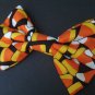 Mini Moda Happy H"owl"o-ween Candy Corn on Black Hair Bow with snap clip