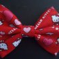 Mini Valentine's Day Bow"Hello Kitty" Hearts on Red Fashion Hair Bow w/snapclip