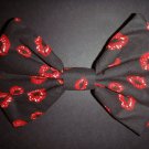 Valentine's Day SALE 5"x7" Red Lips on Black Scene Fashion Hair Bow w/snapclip