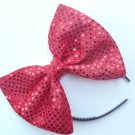 Valentine's Day SALE 5"x7" Red Sequin Confetti Dot Fashion Hair Bow w/snapclip