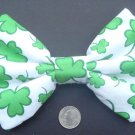 St. Patrick's Day Sale 5"x7" Bow "Green Shamrock Clovers" White Hair w/snapclip