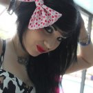 Valentine's Day SALE 5"x7" Red/Pink Hearts on White Cosplay Hair Bow w/snapclip