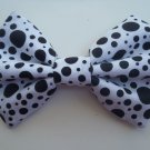 Mini Valentine's Day Bow "Black white Polka Dot" Cosplay Hair Bow w/snapclip