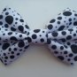 Mini Valentine's Day Bow "Black white Polka Dot" Cosplay Hair Bow w/snapclip