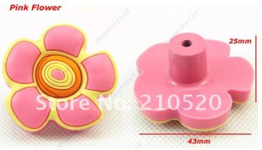 Free Shipping Pink Flower DIY 25mm Hardware Kids Bedroom Door Pull Drawer Cabinet Cupboard Handle