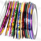 30 Mix Color Rolls Striping Tape Metallic Yarn Line Nail Art Decoration Sticker Free Shipping