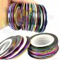30 Mix Color Rolls Striping Tape Metallic Yarn Line Nail Art Decoration Sticker Free Shipping