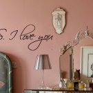 Modern Wall Sticker-56x23cm P.S. I Love You Vinyl Bedroom Art Mural Wall Quote Saying