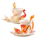 Dragon Pottery and porcelain enamel bone porcelain coffee tea cup gift set free shipping