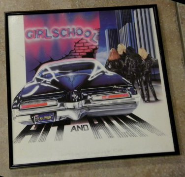 Hit and Run - Girlschool - Framed Vintage Record Album Cover - 0166