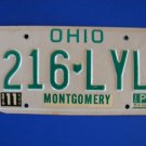 Vintage License Plate - Ohio  216-LYL