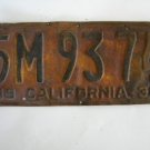 Antique License Plate – California 1930 5M9374