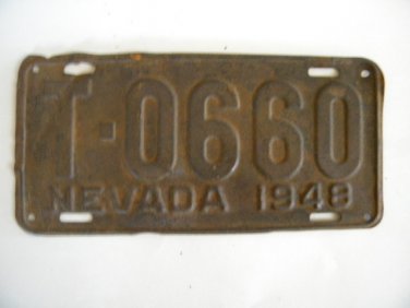 Antique License Plate â�� Nevada 1948 T 0660