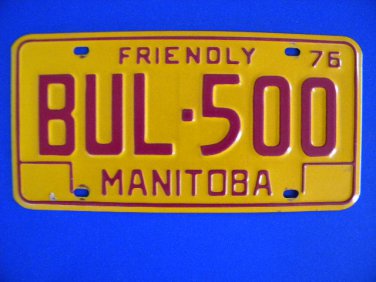 Vintage License Plate â�� Manitoba  BUL 500 Canada