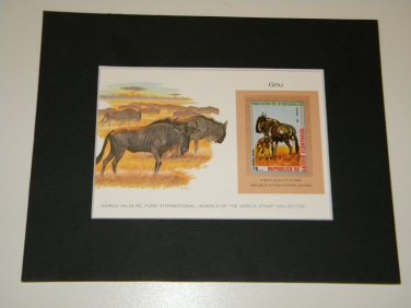 Matted Print and Stamp - Gnu - World Wildlife Fund