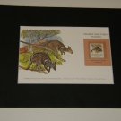 Matted Print and Stamp -Bridled Nail-Tailed Wallaby - World Wildlife Fund