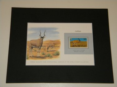 Matted Print and Stamp - Addax - World Wildlife Fund