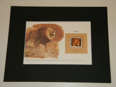 Matted Print and Stamp - Lion - World Wildlife Fund