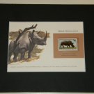 Matted Print and Stamp - Black Rhinoceros - World Wildlife Fund