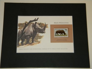 Matted Print and Stamp - Black Rhinoceros - World Wildlife Fund