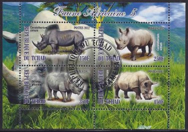 Chad 2012 Souvenir Sheet - Rhinos