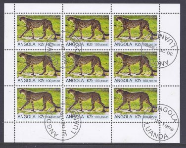 Angolia Cheetah Postage Stamps - Souvenir Sheet