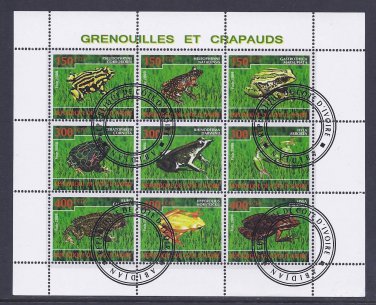 Frog Postage Stamp Souvenir Sheet From the Ivory Coast