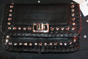 Black small leather bag (all black with studs)