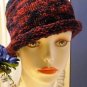 Variegated Blue Red Beanie/Cap-Hand Knit with Merino Wool Yarn for Men or Women