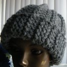 Gray Chunky Hat & Mitten Set/Hand Knit with Lamb's Wool Blend