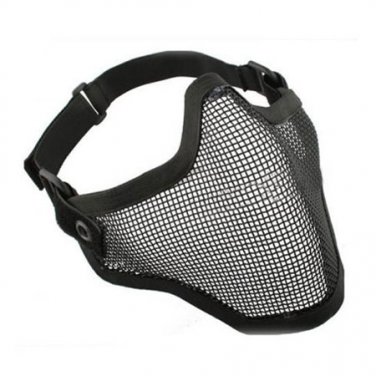 (Black) Airsoft Half Face Mask With Wire Mesh (Metal Net) Military Game