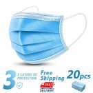 20 Disposable Face Mask Daily Protective 3-ply Respirator Non-woven Mouth Mask BFE95