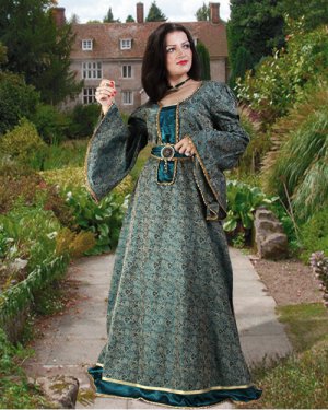dark green medieval dress Jordyn Dress Pink Green – Augustine main image 0