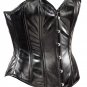 Black Faux Leather Steel Boning Overbust Corset Bustier (Body Waist-38inch)