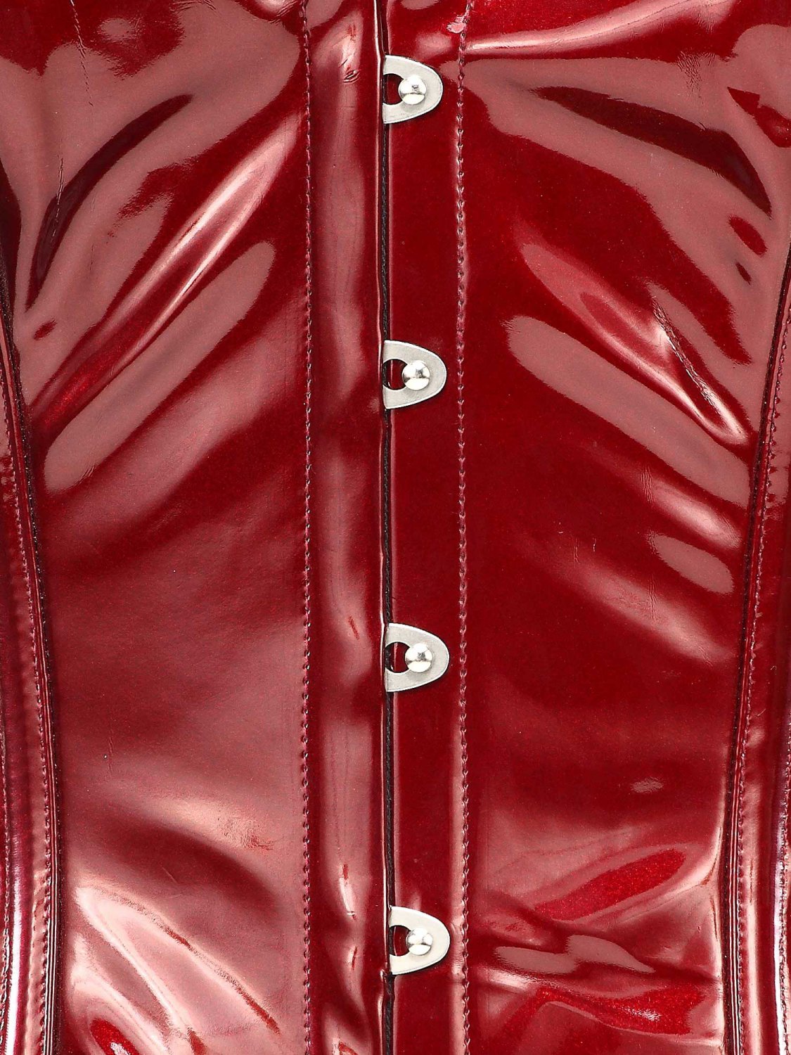 Red Faux Leather Steel Boning Overbust Corset Bustier (Body Waist-26inch)