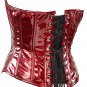 Red Faux Leather Steel Boning Overbust Corset Bustier (Body Waist-30inch)