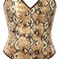 Cobra Print on White Faux Leather Steel Boning Overbust Corset Bustier (Body Waist-32inch)