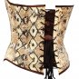 Cobra Print on White Faux Leather Steel Boning Overbust Corset Bustier (Body Waist-34inch)