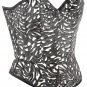 Black Fur Embossed Fabric Cutwork Steel Boning Overbust Corset - Miracle Corsets (Body Waist-26inch)