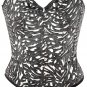 Black Fur Embossed Fabric Cutwork Steel Boning Overbust Corset - Miracle Corsets (Body Waist-30inch)