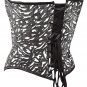 Black Fur Embossed Fabric Cutwork Steel Boning Overbust Corset - Miracle Corsets (Body Waist-30inch)