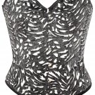 Black Fur Embossed Fabric Cutwork Steel Boning Overbust Corset - Miracle Corsets (Body Waist-32inch)