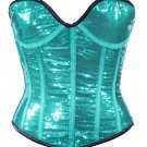 Teal Sequin Fabric Steel Boning Overbust Fashion Corset Bustier