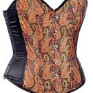 Black Brocade Fabric Steel Boning Overbust Fashion Corset Bustier
